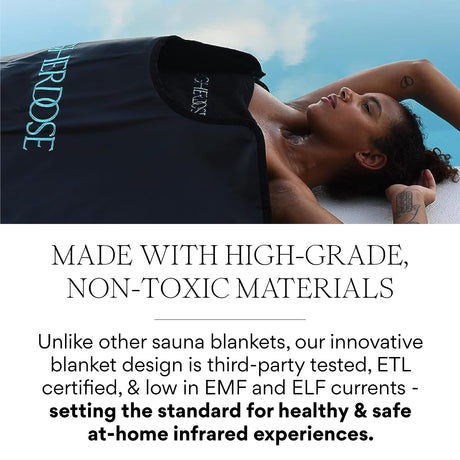 HigherDOSE Infrared Sauna Blanket - Personal Sauna to Relax & Detox Your Body and Mind - Portable Sauna Blanket for Home Sauna Therapy - Plush Thermal Blanket with Far Infrared Heat HigherDOSE