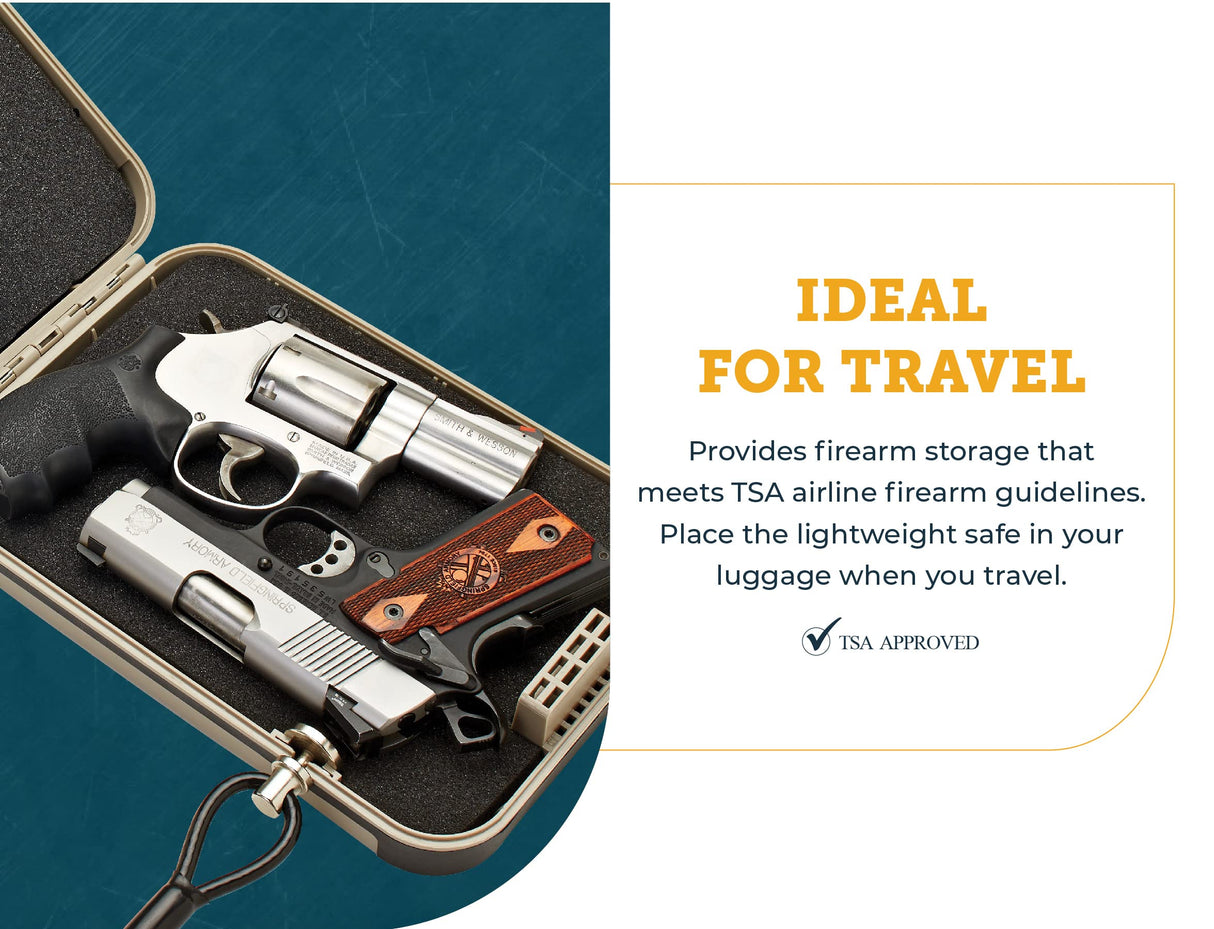 SnapSafe Treklite Combination Lock Box - Polycarbonate Portable and Lightweight Gun Lock Box - With Keyed Lock and Foam Lining - Ideal for Travel, TSA Approved - XL, 10 x 7 x 2 Inches SnapSafe