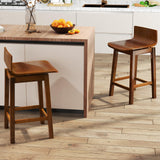 Giantex Swivel Bar Stools Set of 4, 24.5" Counter Height Wooden Bar Chairs w/Rubber Wood Legs, Low Back, Footrest, Farmhouse Armless Barstools for Kitchen Island Dining Room Pub Breakfast, Walnut Giantex