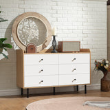 RVNRVN 6 Drawers Dresser for Bedroom, Wood Chest of Drawers TV Stand and Dresser for Kids Bedroom with Metal Handle, Modern Minimalist Closet Store Organizer for Living Room, Closet, Hallway RVNRVN
