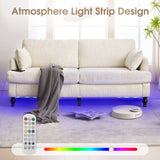 HOMEFUN Small Loveseat Couch for Living Room, 68" Modern Style Chenille 2-Seater Sofa with USB Charger、LED Lights and Storage Pocket HOMEFUN