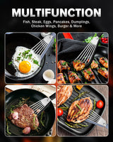 Silicone Fish Spatula Turner Set of 2, Thin Slotted Spatulas Turner for Nonstick Cookware,Heat Resistant Flexible Stainless Steel Kitchen Cooking Spatula Flipper for Fish, Egg, Pancake DaiRen Kitchen