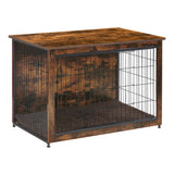 DWANTON Dog Crate Furniture with Cushion, Wooden Dog Crate Table, Double Doors Dog Furniture, Indoor Dog Kennel, Dog House, Dog Cage Medium, 32.5" L, Rustic Brown Dwanton