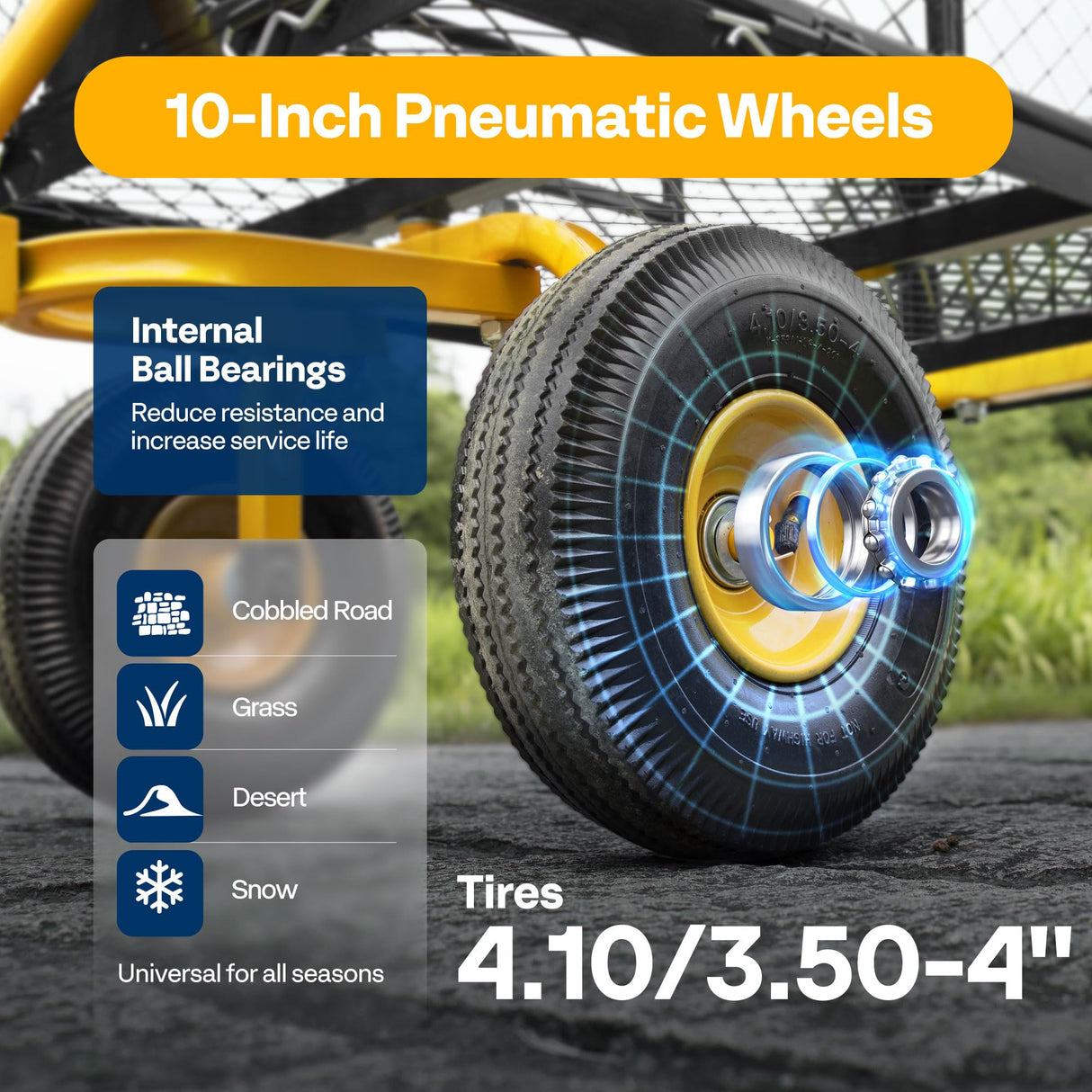 VIVOHOME Heavy Duty 880 Lbs Capacity Mesh Steel Garden Cart Folding Utility Wagon with Removable Sides and 4.10/3.50-4" Wheels 10 inch Tire (Black) VIVOHOME