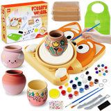 Pottery Wheel for Kids - Complete Pottery Tools Kit for Beginners, Arts and Crafts for Kids Ages 8-12 with 3 Pack Air Dry Clay, Mini Clay Making Pottery Wheel with Foot Pedal (Dog, Patented) Innofans