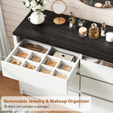 Jocoevol Modern LED 6 Drawer Dresser for Bedroom, White Large Chest of Drawers with Hidden Handles, Long Double Wooden Dresser Closet for Living Room, Entryway, Hallway - White Jocoevol