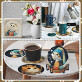 Sitsink Funny Cat Diamond Art Coasters - 8 Pcs DIY Cute Cat Funny Adult Diamond Painting Coasters Kits with Holder for Adults Beginners Animal Lover Gift Crafts Supplies Sitsink