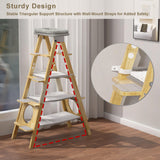 GDLF Modern Wood Cat Tree Foldable Ladder Design with Cat Hammock & Sisal Scratch Post, Solid Wood Tall Cat Tower for Large Cat Easy Clean 60" H GDLF