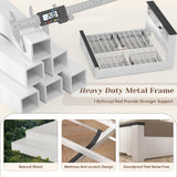 EnHomee Queen Bed Frame with Headboard and Storage, 4 Drawers and LED Built in Charging Station Bed Frame Queen Size with Storage Farmhouse, NO Noise,No Box Spring Needed, White EnHomee