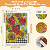 SENQAO Sunflower Diamond Art Kits for Adults Beginner Ladybug 5D DIY Diamond Art Craft Paint with Full Round Drill Embroidery Pictures Arts Paint by Number Kits for Home Wall Decor 11.8x15.7in SENQAO