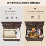 Honjourai Wicker Storage Basket with Lid,Rattan Shelf Basket with Removable Liner Bag,160L Storage Bin,Storage Trunk with Heightened Feet,Storage Container for Wardrobe,Home Organizer Honjourai