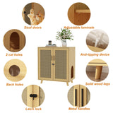 DAWNSPACES Large Cat litter Box Enclosure, 2 In 1 Hidden Cat Washroom Furniture with Sisal Covered Doors, 2 Layers Wooden Cat Cabinet with Adjustable Shelf, Side Table TV Stand for Living Room,Natural DAWNSPACES