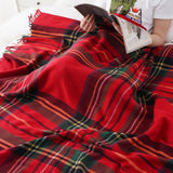 BATTILO HOME Christmas Red Plaid Throw Blanket for Couch, Bed, Super Soft Red Plaid Blankets,Soft Christmas Decorative Throw with Tassels 50"x60" BATTILO HOME