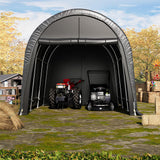 EROMMY Carport 10 x15 FT Heavy Duty, Portable Garage with All-Steel Metal Frame and Round Style Roof, Anti-Snow Car Canopy Outdoor Storage Shelter for Car, Truck, Boat EROMMY