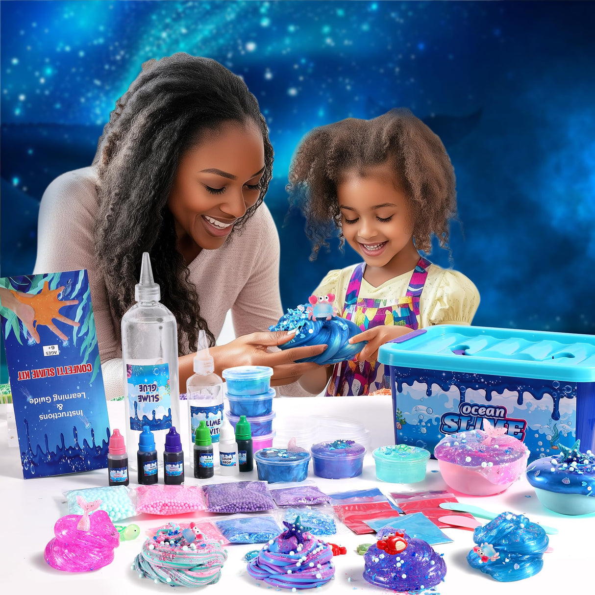 Ocean Slime Kit for Boy and Girls,Non Sticky,Super Soft Sludge Toy,Birthday Gifts for Kids 4-12,Soft Shiny Metal Clay Toy Girls & Boys fsutvitg