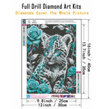 CHWGLFGG 5D Diamond Art Kits for Adults Beginners, Tiger Blue Rose Diamond Painting Kits, DIY Full Round Drill Paint by Diamonds Dot Gem Art for Adults, Home Wall Decor 12x 16 Inch CHWGLFGG