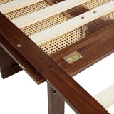 VilroCaz Queen Size Murphy Bed with Unique Rattan Decoration& Large Drawer and Charging Station, Wood Cabinet Bed, Can be Folded Platform Bed for Guest Room Home Office (Walnut-4.14) VilroCaz