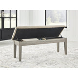 Signature Design by Ashley Parellen Upholstered Storage Dining Bench, Beige Signature Design by Ashley