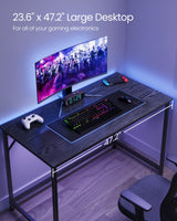VASAGLE Computer Desk, Gaming Desk, Home Office Desk, for Small Spaces, 23.6 x 47.2 x 29.5 Inches, Industrial Style, Metal Frame, Black with Wood Grain ULWD039B56 VASAGLE
