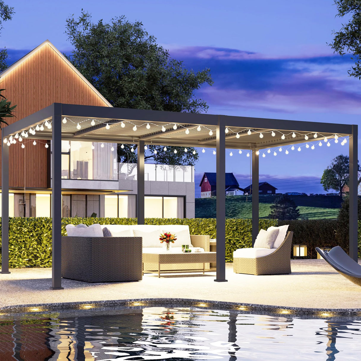 RoyalCraft Adjustable Louvered, Heavy-Duty Aluminum Outdoor Pergola, Metal Hardtop Pergola with Adjustable Roof for Patio, Deck, Garden, Yard (Black, 12' x 20') RoyalCraft