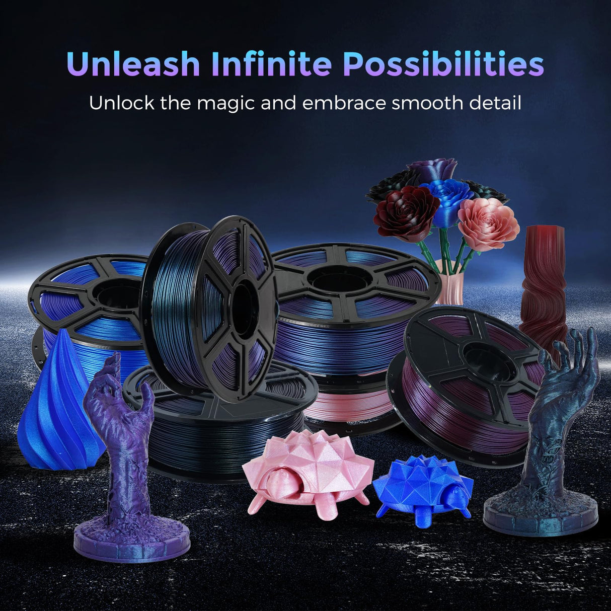 FLASHFORGE PLA Filament 1.75mm +/- 0.02mm Rose Quartz, Color Changeable 3D Printer Filament 1kg (2.2lbs), Chameleon 3D Printing Filament Changing Colors with Light, Perfectly Hide The Layer Line FLASHFORGE