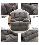 WILLOVE Oversized Rocker Recliner Chair Rocking Recliners Overstuffed Soft Big Man Manual Recliner Extra Large Living Room Chair 350 LBS Capacity, Limestone, XL WILLOVE