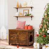 DINZI LVJ Litter Box Enclosure, Flip Top Litter Box Furniture, Hidden Cat Washroom, Wooden Cat House, End Table, 31.5" L x 19.7" W x 19.7" H, Good Ventilation, Easy to Assemble, Rustic Brown DINZI LVJ