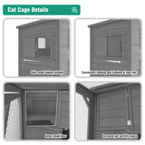 Large Outdoor Cat Catio Enclosure with Weatherproof Roof, Sunshade, and Multiple Play Areas - 4 Tiers, 1 Resting Rooms, 4 Platforms, 5 Windows - 75.6" L x 32.3" W x 70" H GRTRE