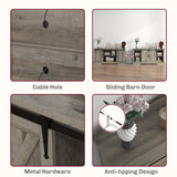 HOMCOM TV Stand Cabinet for TVs up to 65 Inch, Entertainment Center with Charging Station, 59" Farmhouse Media TV Console Table with Sliding Barn Doors, Adjustable Shelves, Gray HOMCOM