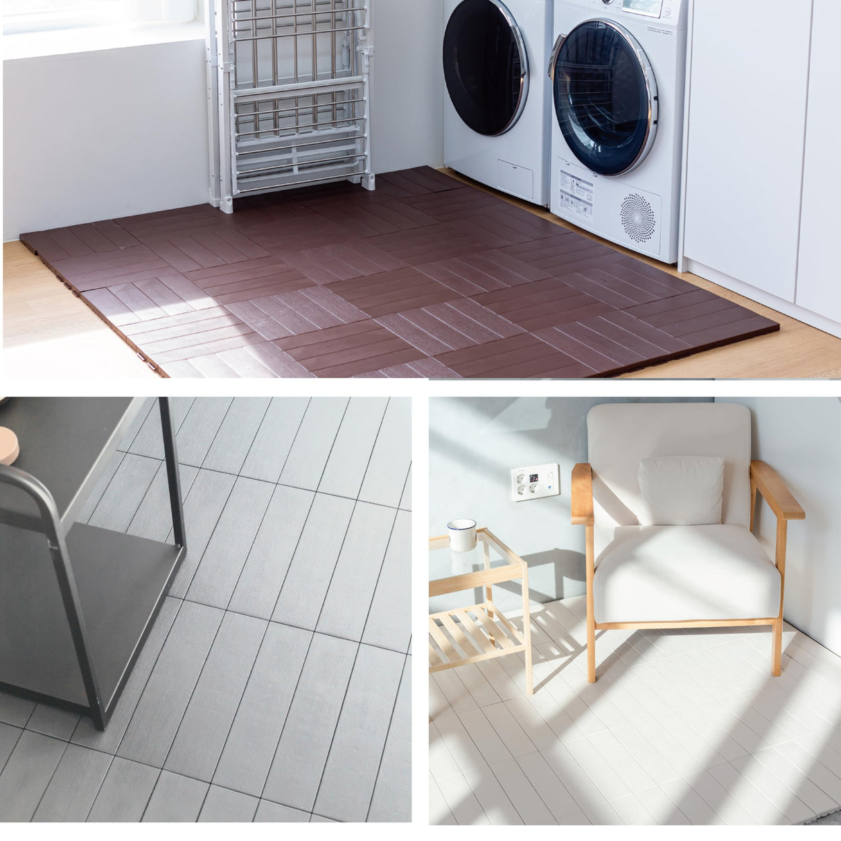 Easy Cut Snap Fit Plastic Interlocking Patio Deck Tiles (Pack of 72, 12"x3") Plastic Ivory Waterproof Outdoor Flooring All Weather Floor Decking for Balcony Backyard Garden DIY Inst I M HOME LIVING