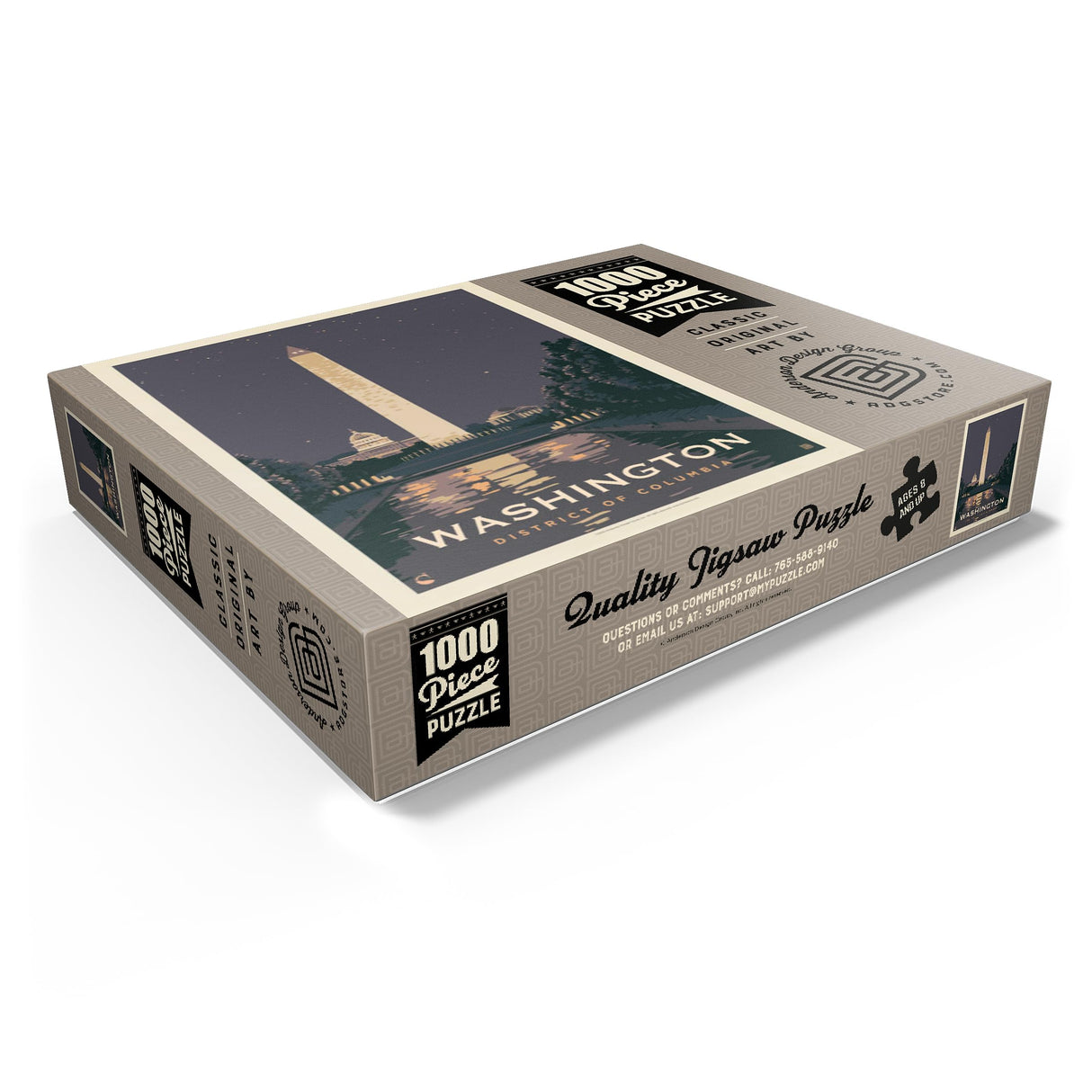 MyPuzzle Washington DC: Reflections of Freedom, Vintage Poster - Premium 1000 Piece Jigsaw Puzzle for Adults MyPuzzle.com