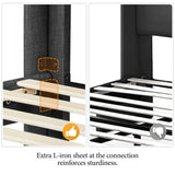 Yaheetech Upholstered Full Size Bed Frame with Wing Headboard & Wooden Slats - Dark Gray Yaheetech