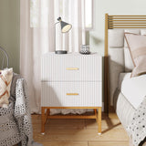 Tribesigns 2-Drawer Nightstand, Modern Fluted Night Stands Bed Side Table with Storage, Wood End Table Accent Table for Bedroom, Living Room, Small Spaces, White Tribesigns
