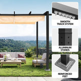 10‘x10’ Louvered Pergola, Retractable with Sun Shade Canopy Patio Pergola, Heavy Duty Aluminum Pergolas for Gardens, Pavilion Grill Gazebo, Backyards and Decks, Grape Trellis (Khaki) HOWSVN