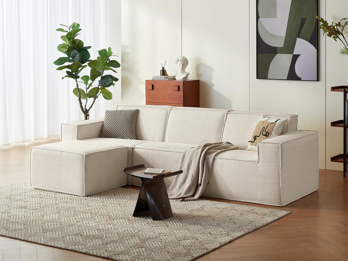 LINSY HOME Oversized Deep Modular Sectional Sofa, Cloud Couch U Shaped 3-Seat Sofa with 2 Ottomans, Corduroy Sectional Couches for Living Room, No Assembly Required, Green LINSY HOME