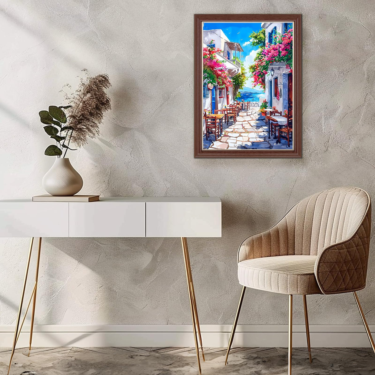 Lxmsja Scenery Diamond Art Kits for Adults, Flower Street DIY Full Drill Diamond Painting Kits for Beginners, 5D Gem Art Crafts for Adults, Home Wall Decor 12x16 inch Lxmsja