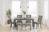 Signature Design by Ashley Wrenning Modern Diamond Patterned Dining Table with 4 Upholstered Chairs and Bench, Set of 6, Gray & Light Gray Signature Design by Ashley