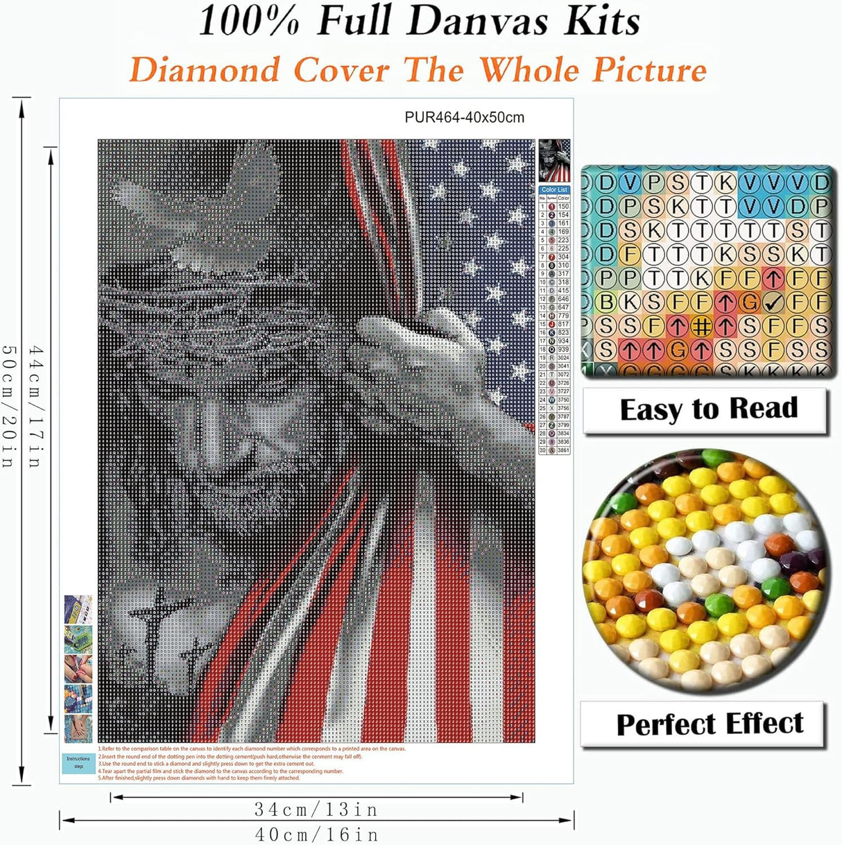 5D Diamond Art Painting by Number Kits Full Drill for American Flag Religious God Jesus Christ 16x20 Inch Round Drill Diamond Art Dots for Adults Crafts Cross Stitch Wall Decor WoodArtSupply