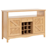 VDNEND 45.7” Wine Cabinet，Farmhouse Home Coffee Bar Sideboard Buffet Cabinet Liquor Storage with 9 Wine Racks & 2 Doors for Kitchen, Living and Dining Room (1, Natural) VDNEND