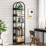 Arched 6-Tier Corner Bookshelf by Tribesigns - 78.7" Tall Freestanding Black Display Shelf Tribesigns