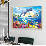 Dolphins Diamond Art DIY Diamond Painting Kits for Adults Diamond Gem Art for Beginners for Home Wall Art Decor Gifts 12x16inch Toulideifaria