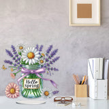 VODAPYC Spring Diamond Art Tabletop Painting Kit, DIY Stand Up Double Sided Special Shaped Diamond Painting Desktop Ornament(Lavender) VODAPYC