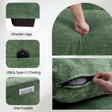 TEKAMON 100" Modular Sofa with Seats Storage, Comfy 3-Seater Chenille Fabric Couch for Living Room, Office, Apart W/Deep Seat, USB Charging, Upholstered Couch with Removable Cover(Green) TEKAMON