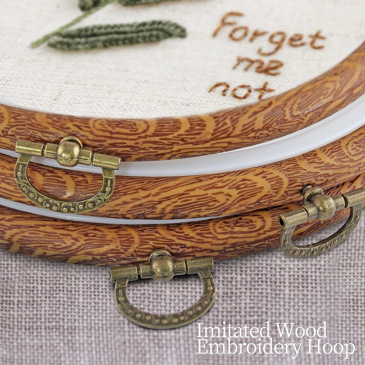 Piutouyar 3 Pieces 4 Inch Embroidery Hoop Set Imitated Wood Display Frame Embroidery Hoops Circle Cross Stitch Hoop Ring for Art Craft Sewing and Hanging Ornaments Decor Piutouyar