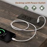 Homkdom Dressers for Bedroom,6 Drawers Dresser with LED Light,Power Outlets and Open Shelves,Chests of Drawers for 65 inch TV, for Hallway, Entryway, Dark Rustic Oak Homkdom