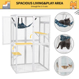 Catio Outdoor Cat Enclosure, Wooden Catio with Window Access for Patio, Indooe Kitty House Cage (White) Nyeekoy