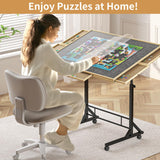1500 Piece Jigsaw Puzzle Table with 6 Drawers and Legs, Adjustable 34"x 26" Wooden Puzzle Board with 4 Wheels, Height and Angle Adjustable Gifts for Adults and Kids PLYFOU