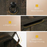 DWVO Storage Chest, Farmhouse Storage Bench with 4 Wheels, 39.4" Wood Storage Trunk with Safety Hinge, Sloped Design, Storage Organizer for Living Room, Bedroom, Entryway, Dark Rustic Oak DWVO