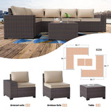 Kullavik 12 Pieces Outdoor Patio Furniture Set PE Wicker Rattan Sectional Sofa Patio Conversation Sets,Sand Kullavik