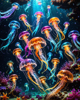 Paint By Numbers Kit For Adults Beginner, Colourful Jellyfish Adult Paint By Number Kits On Canvas Ocean Animal Adults' Paint-By-Number Kits Diy Oil Painting Kits For Gift Home Wall Decor 16x20 Inch ldazao